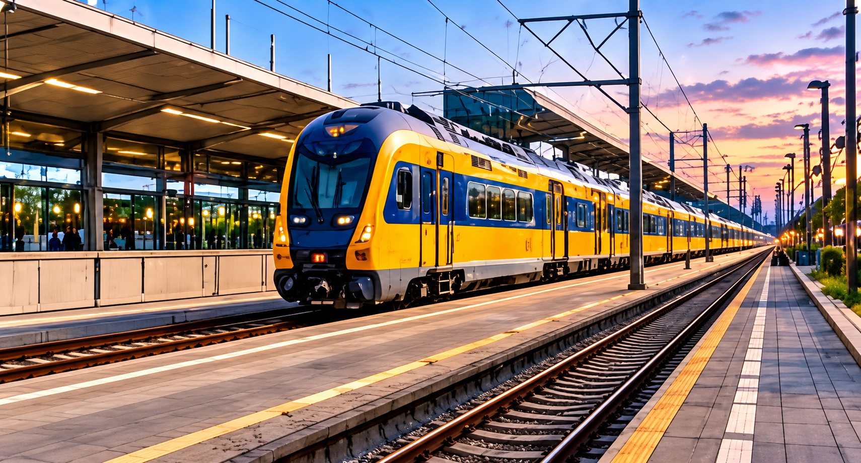 Trein op het spoor voor luchthavenvervoer