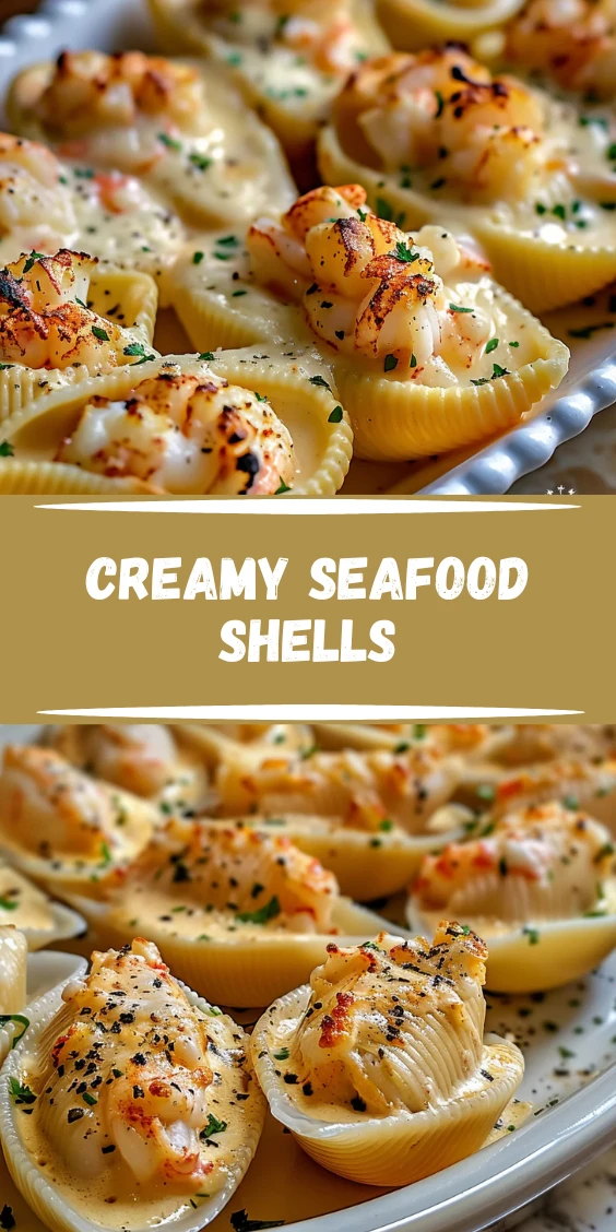 Creamy Seafood Stuffed Shells Bake