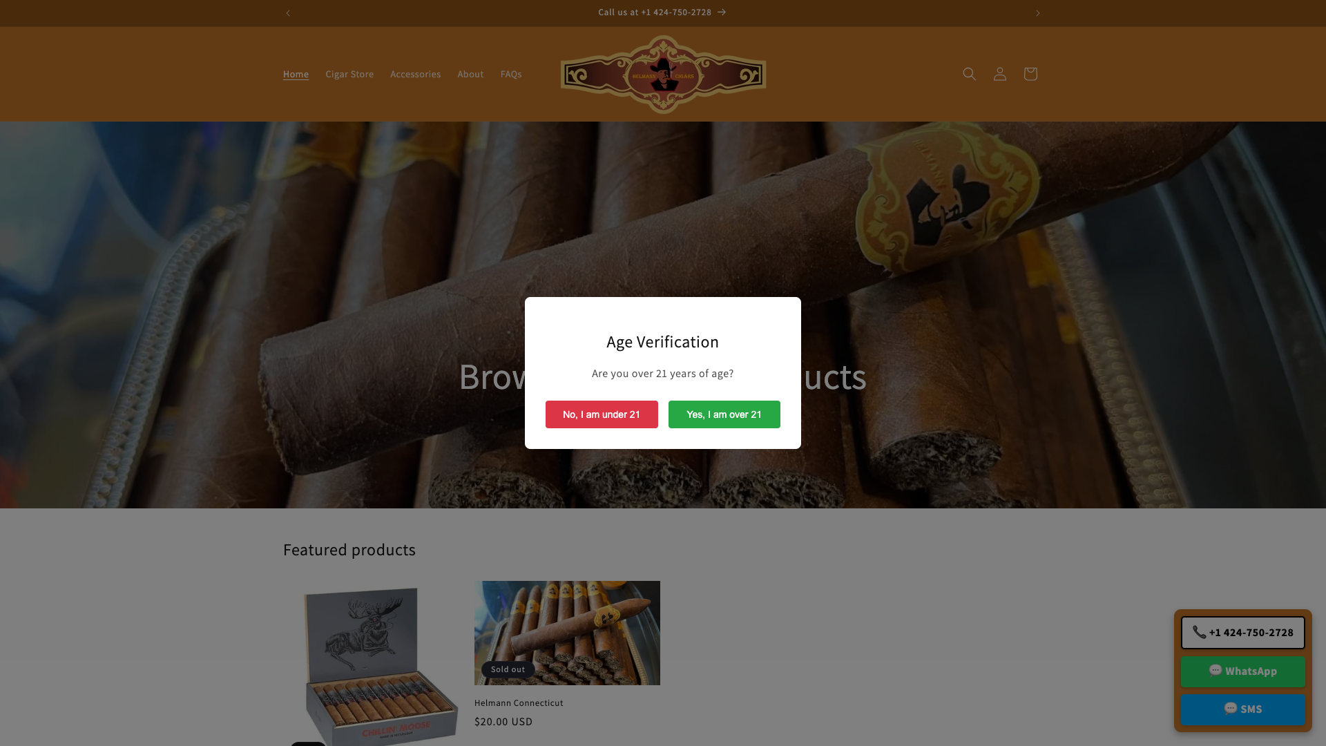 Helmann Cigars desktop view