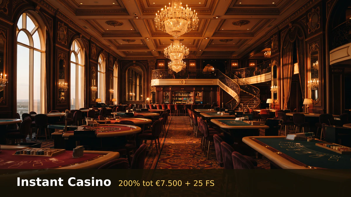 Instant Casino — welkomstbonus 200% tot €7.500 + 25 FS, betalingen: Visa, Mastercard, Sofort, Giropay, Pix