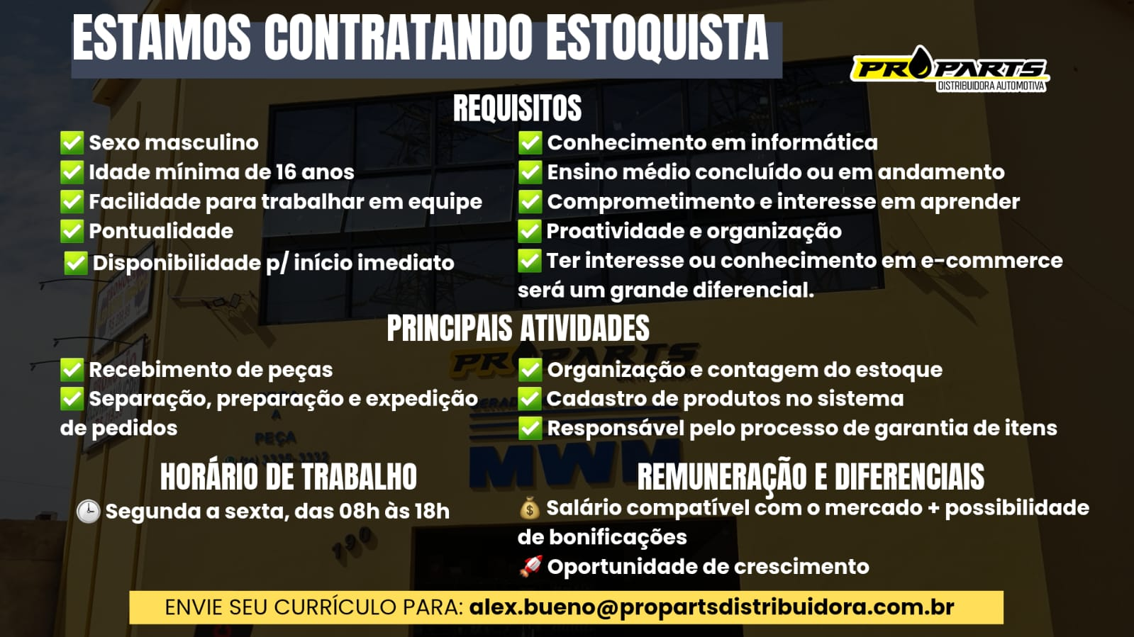 VAGA PARA ESTOQUISTA - Imagem 1