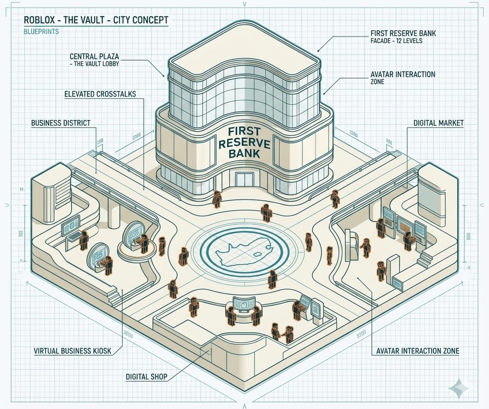 Roblox Vault City Concept Blueprint — spatial gaming and virtual ecosystem strategy