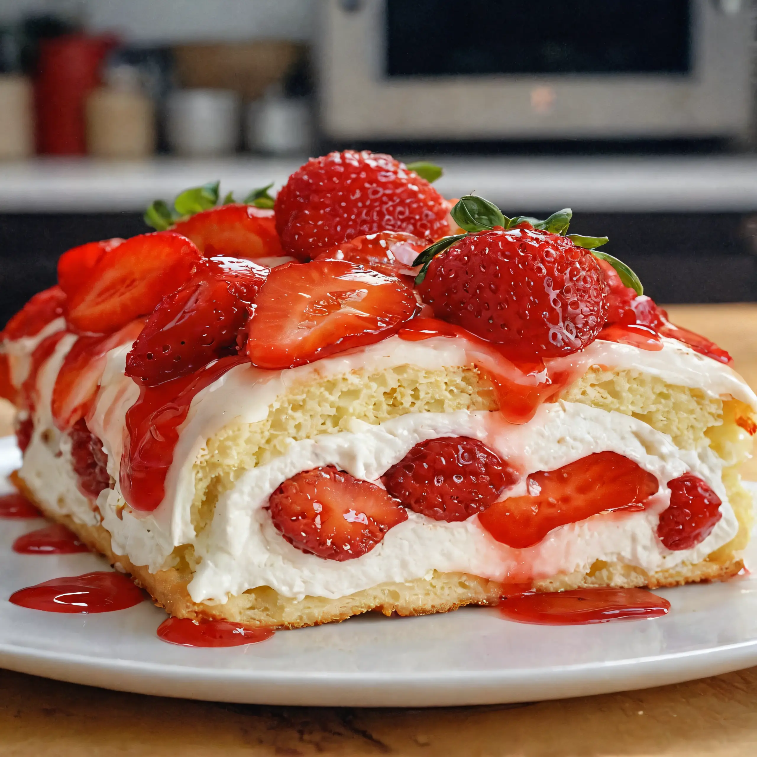 Delicious Strawberry Shortcake Cheesecake Roll