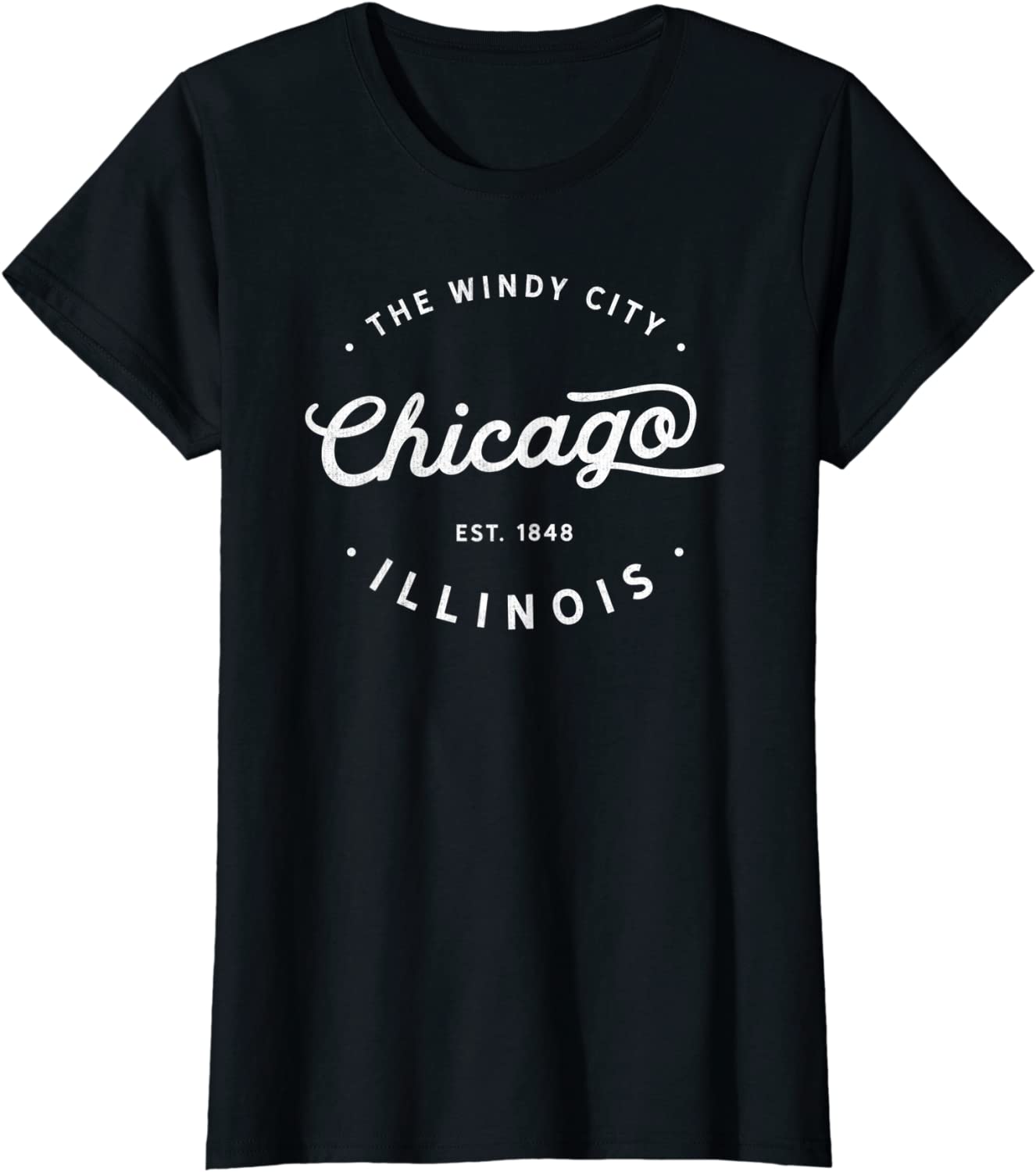 Classic Retro Vintage Chicago Illinois Windy City Ladies’ Crewneck T-Shirt