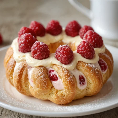 Raspberry Cream Choux Ring Dish