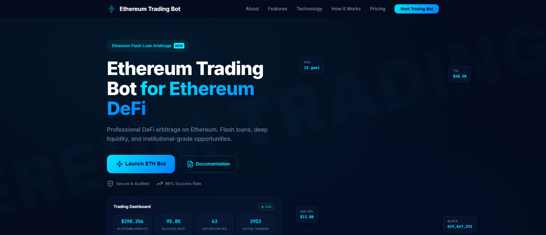 Forensic screenshot of etherbot.cc showing the phishing page layout