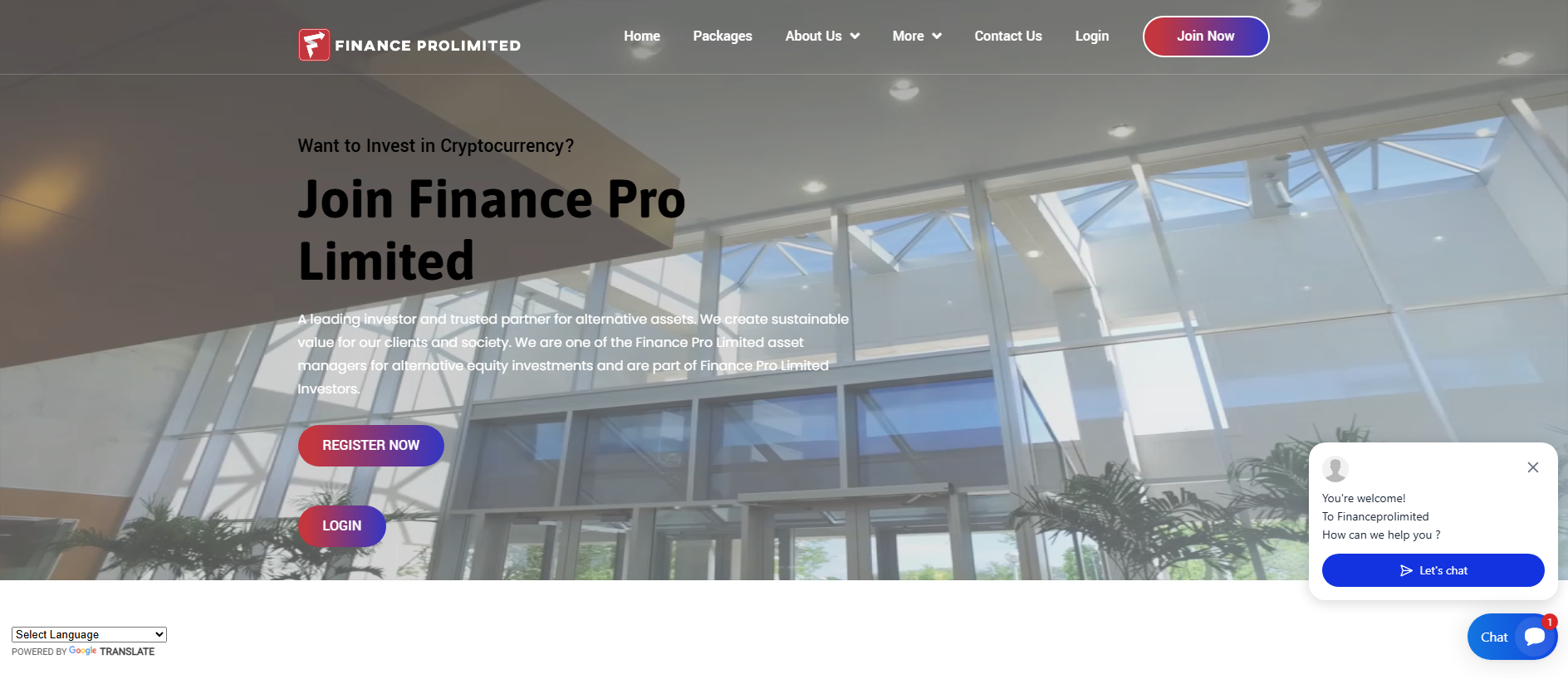 Screenshot of financeprolimited.com
