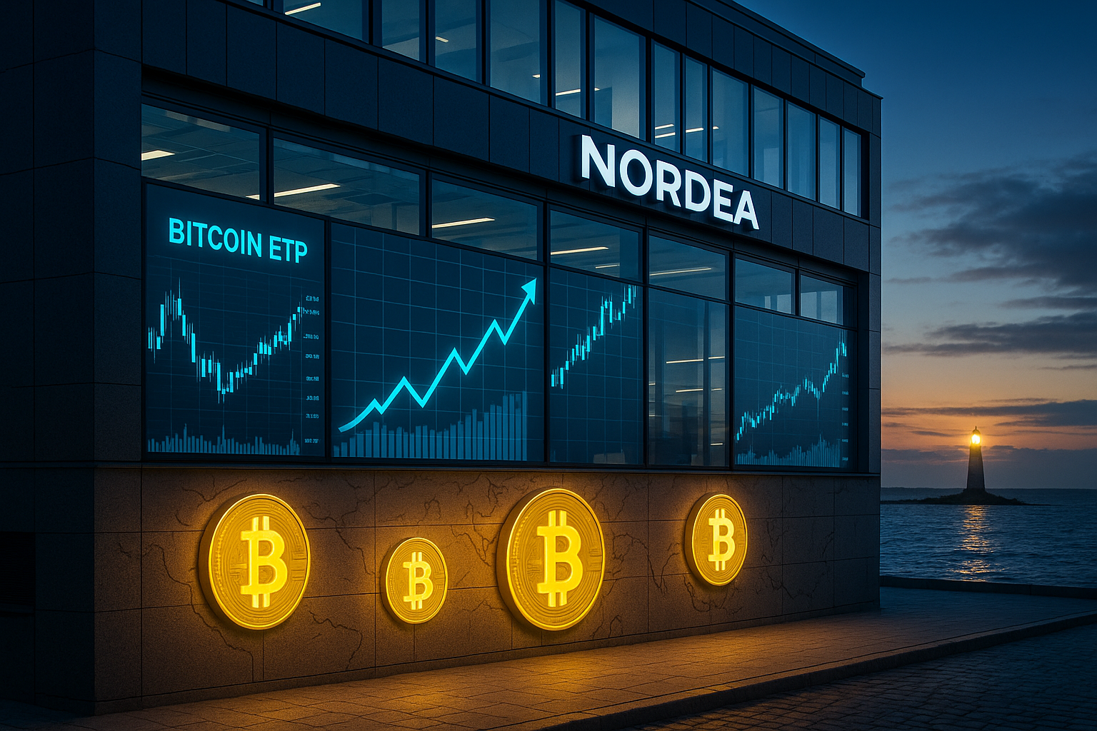 Illustration of Nordea Bank's integration of Bitcoin-linked exchange-traded products into its trading platforms