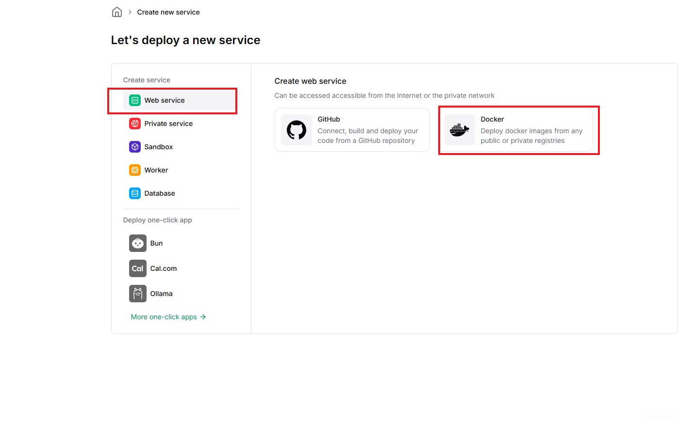 Koyeb deployment step 1: Creating a new app