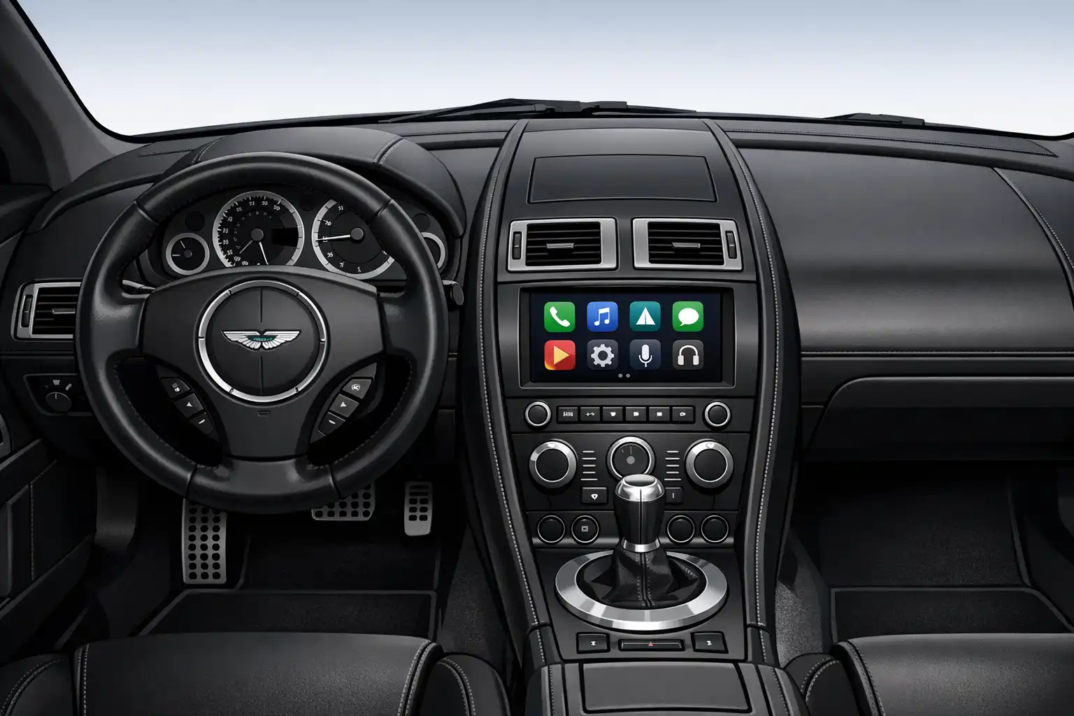 Intérieur Aston Martin Vantage 2009 avant installation Android Auto
