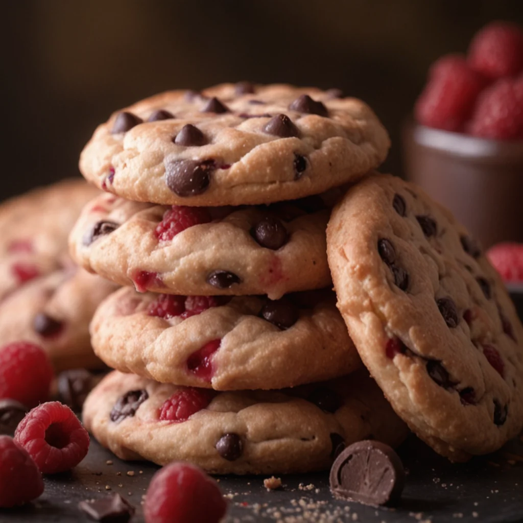 Chocolate Chip Biscuits with Raspberry Filling