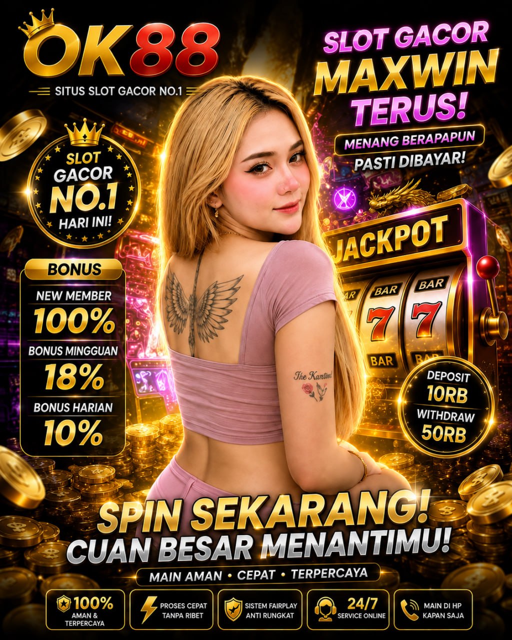 Thumbnail 1 of 3, Poster, OK88 | Slot Online Dengan Peluang Maxwin Dan Pilihan Game Populer designed and sold by OK88.