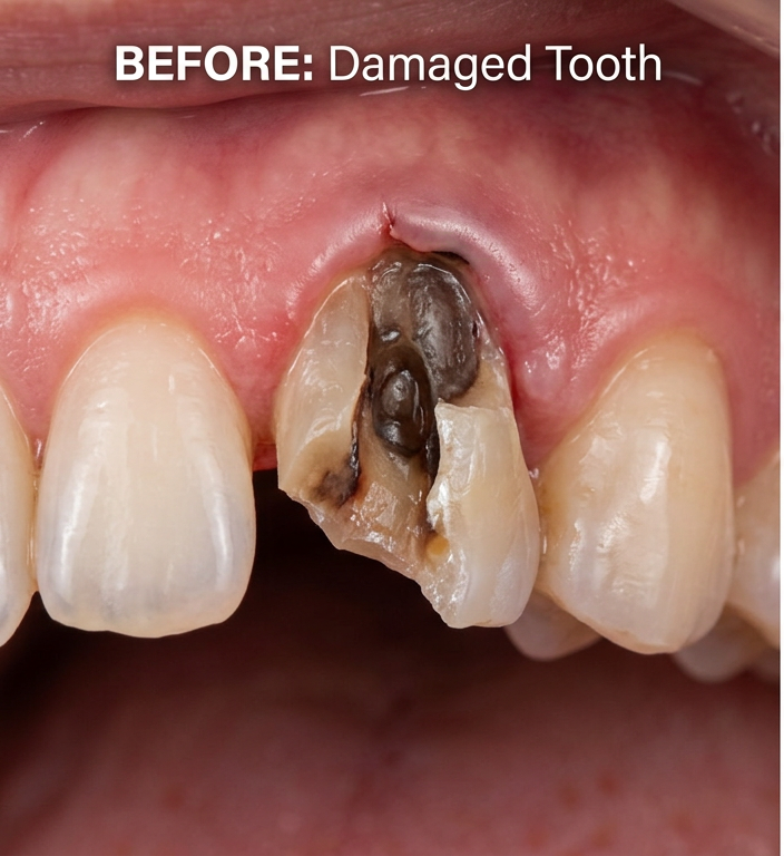 Before scaling - bleeding gums heavy tartar