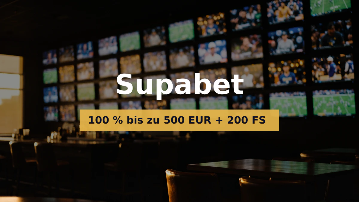 Supabet Casino &mdash; Willkommensbonus 100 % bis zu 500 EUR + 200 FS