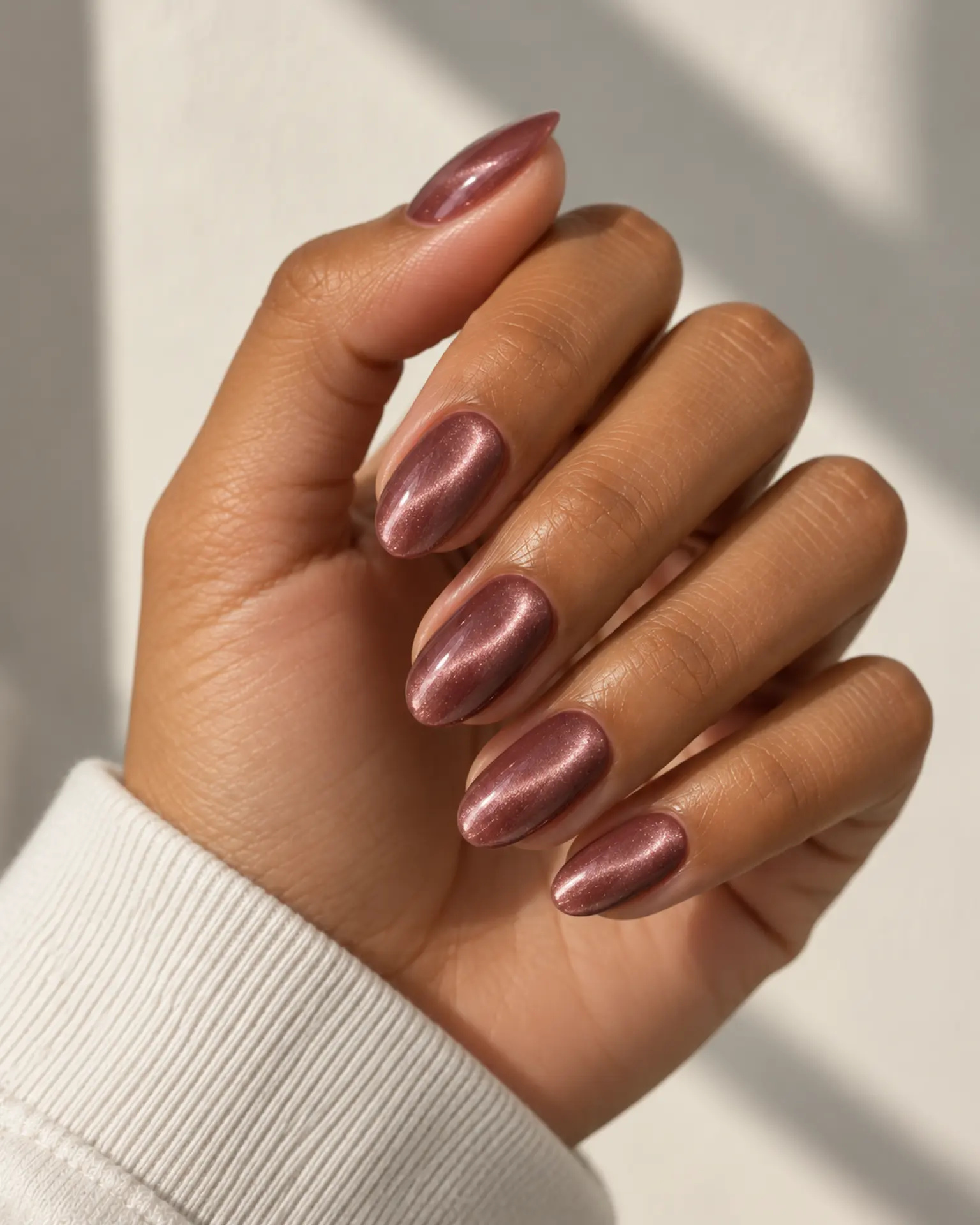 Birthday Velvet Cat-Eye manicure inspiration for birthday nail ideas