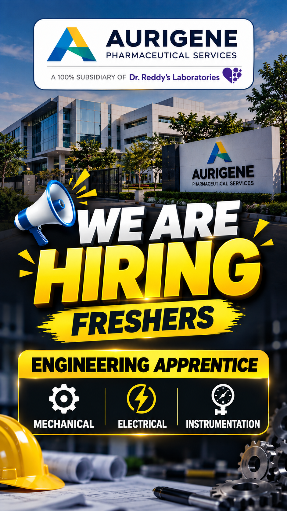 Aurigene Pharmaceutical Services recruitment poster β job opening