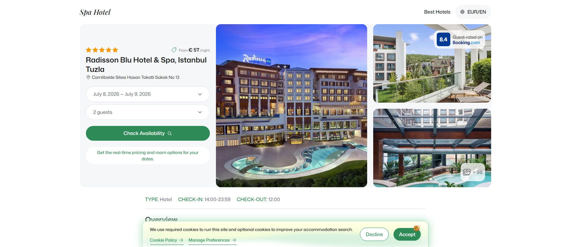 Forensic screenshot of radissonbluistanbultuzla.spahotel.guru showing the phishing page layout