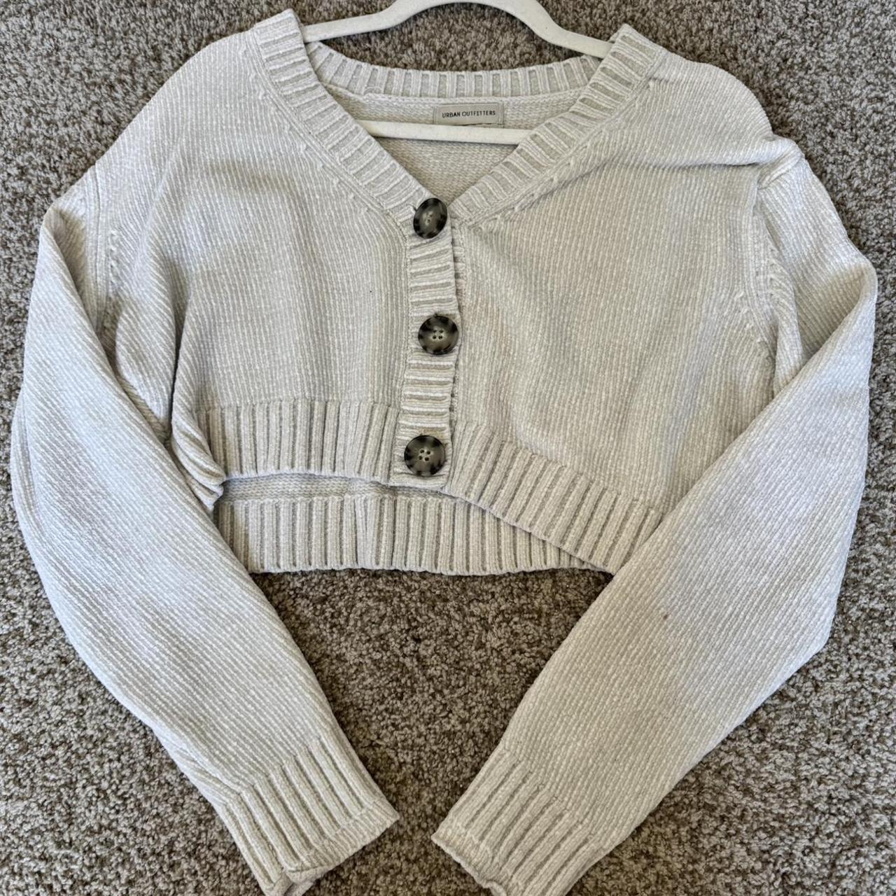 Urban Outfitters Women's Cream and White Cardigan