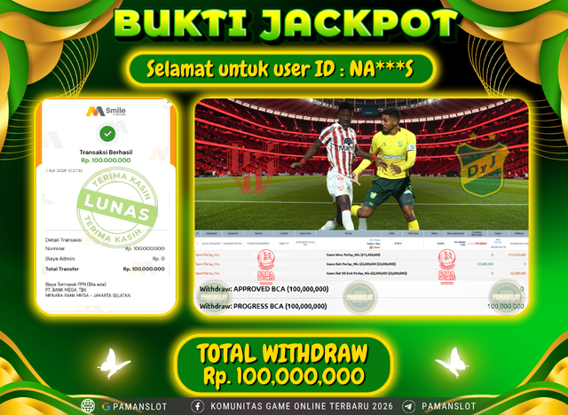 Selamat kepada Member PAMANSLOT SABA SportsBook - Soccer Mix Parlay : NA***S