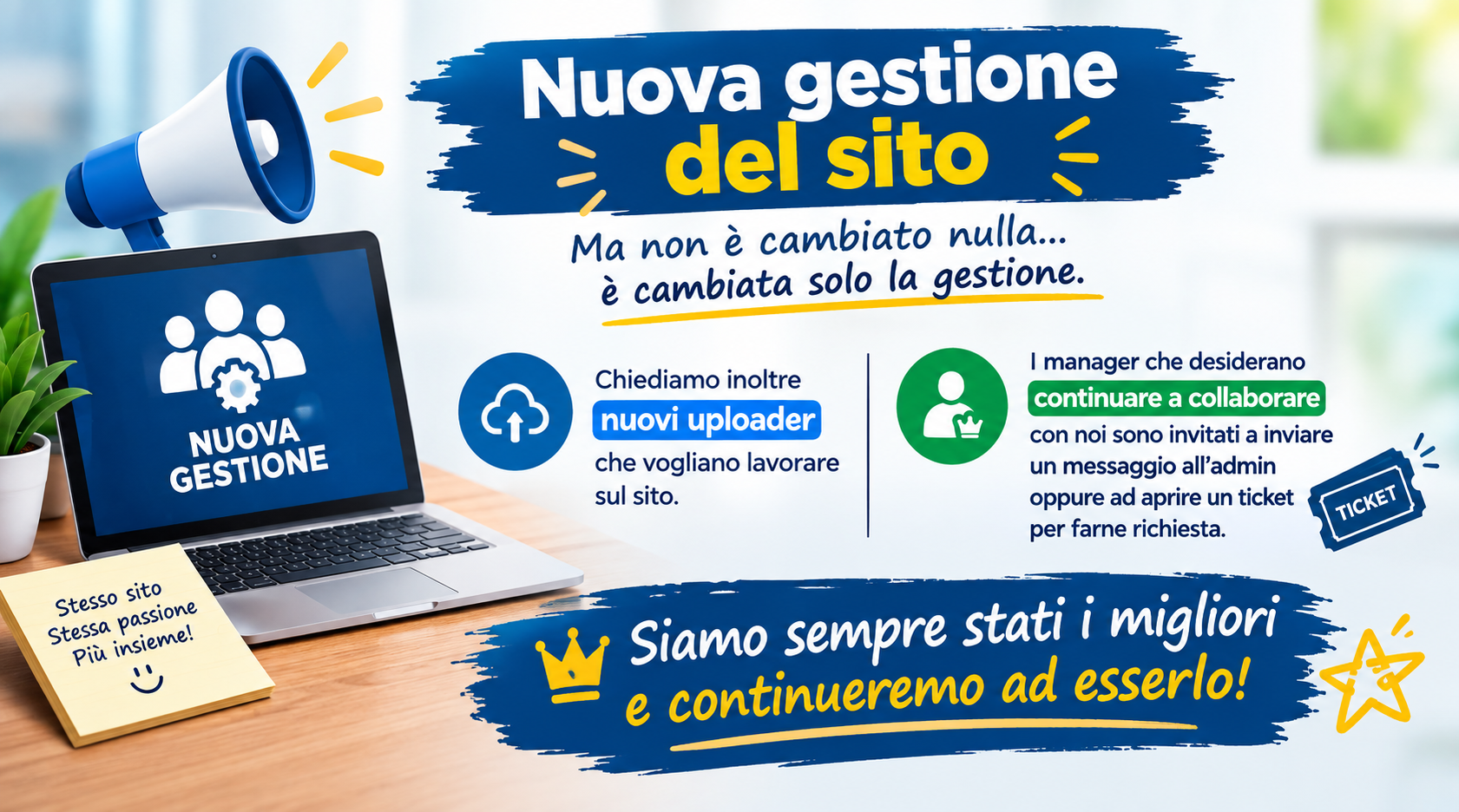 Nuova gestione del sito
