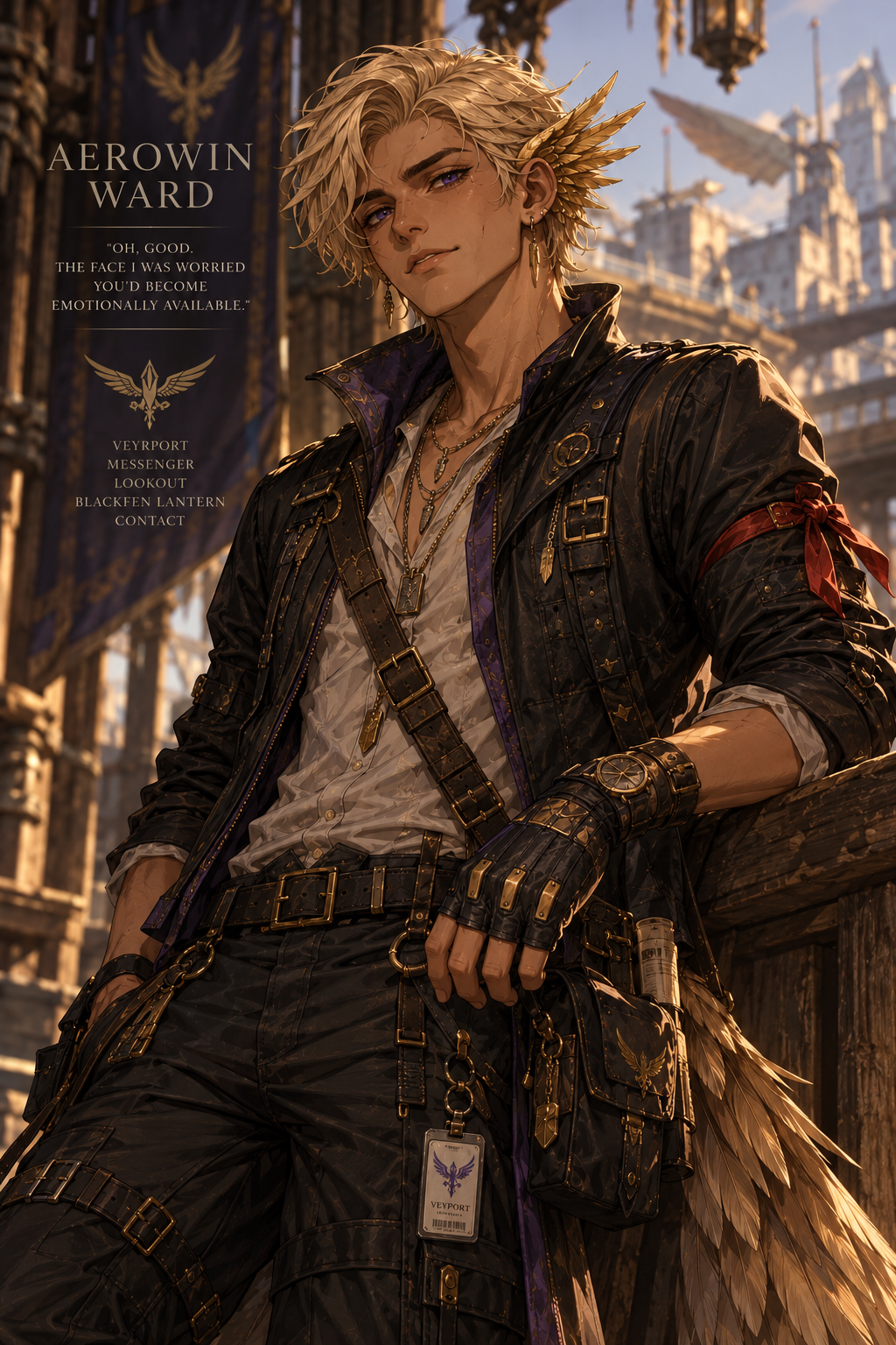 Aerowin Ward, hawk demi-human messenger and Red Ribbon Twenty survivor