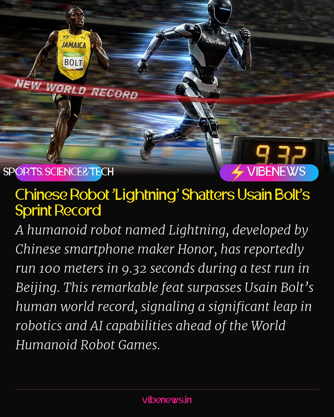 Chinese Robot ‘Lightning’ Shatters Usain Bolt’s Sprint Record