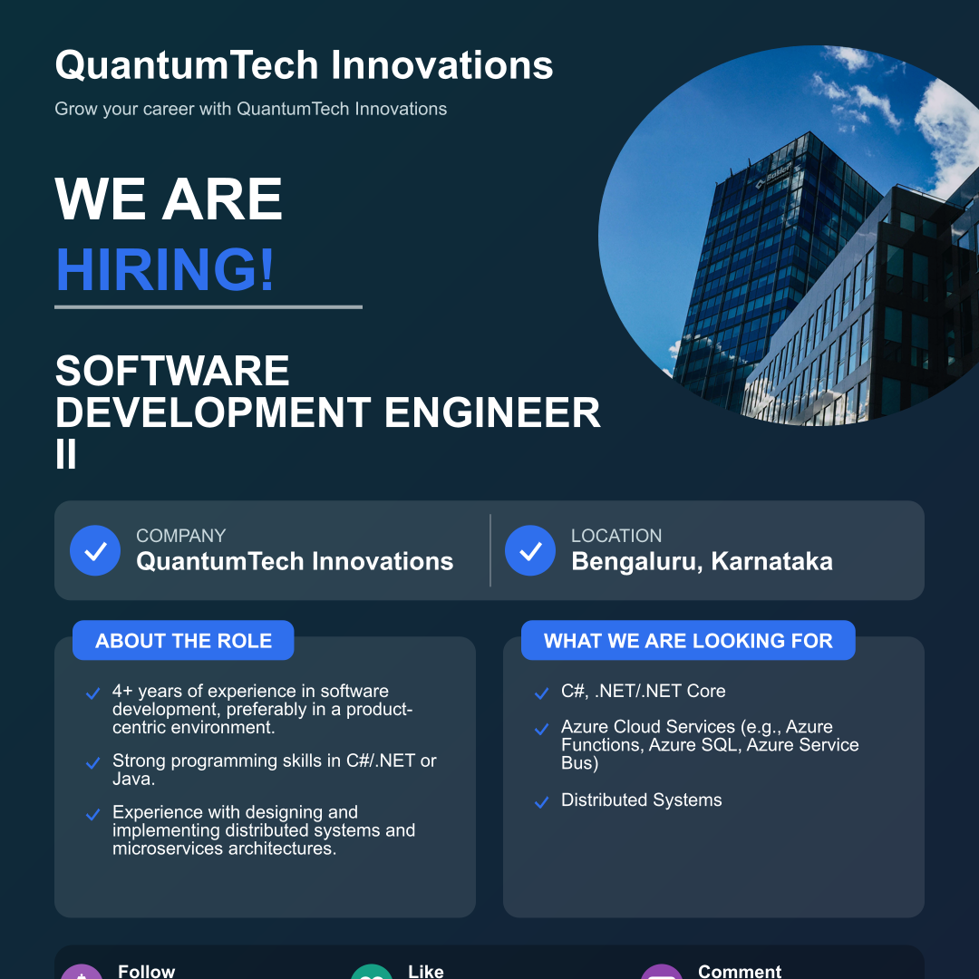 Apply for Software Development Engineer II at QuantumTech Innovations – Immediate Hiring