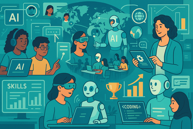 Illustration for the article: AI in Education: The Digital Skills Revolution Transforming Learning