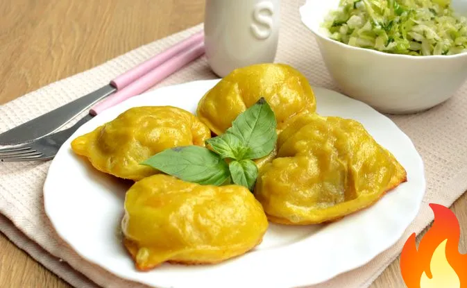 Постер "Солнечные" вареники с картошкой (на сковороде)