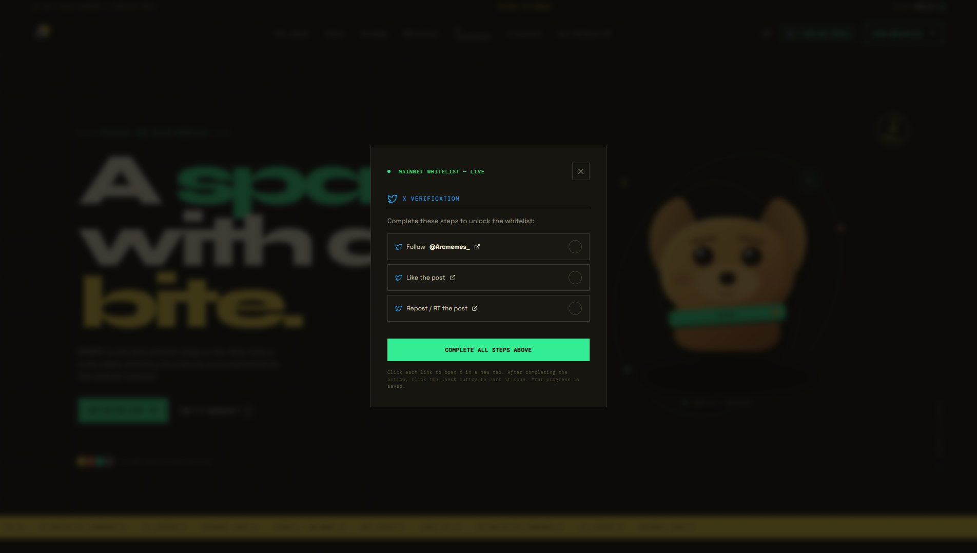 Screenshot of arcmemes.xyz