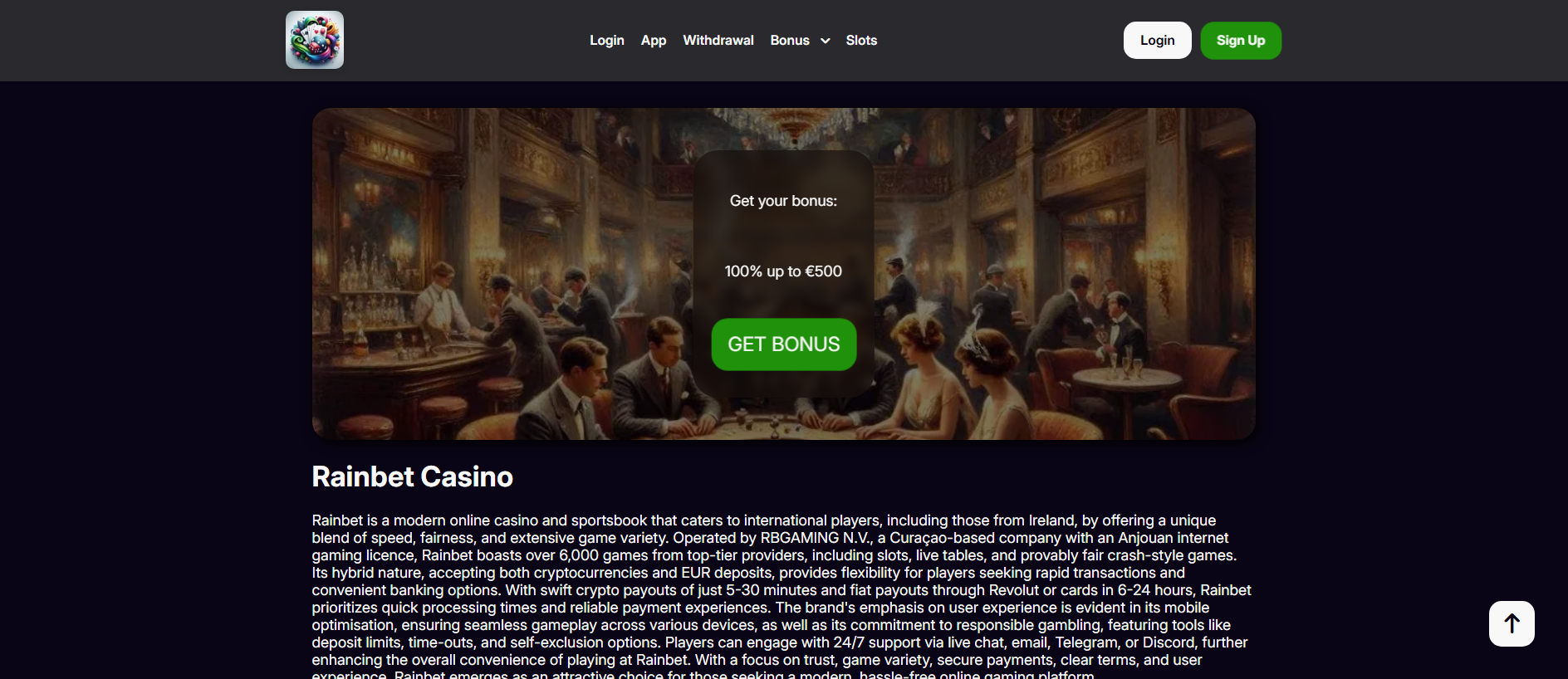 Stored capture of rainbet-casino.ie