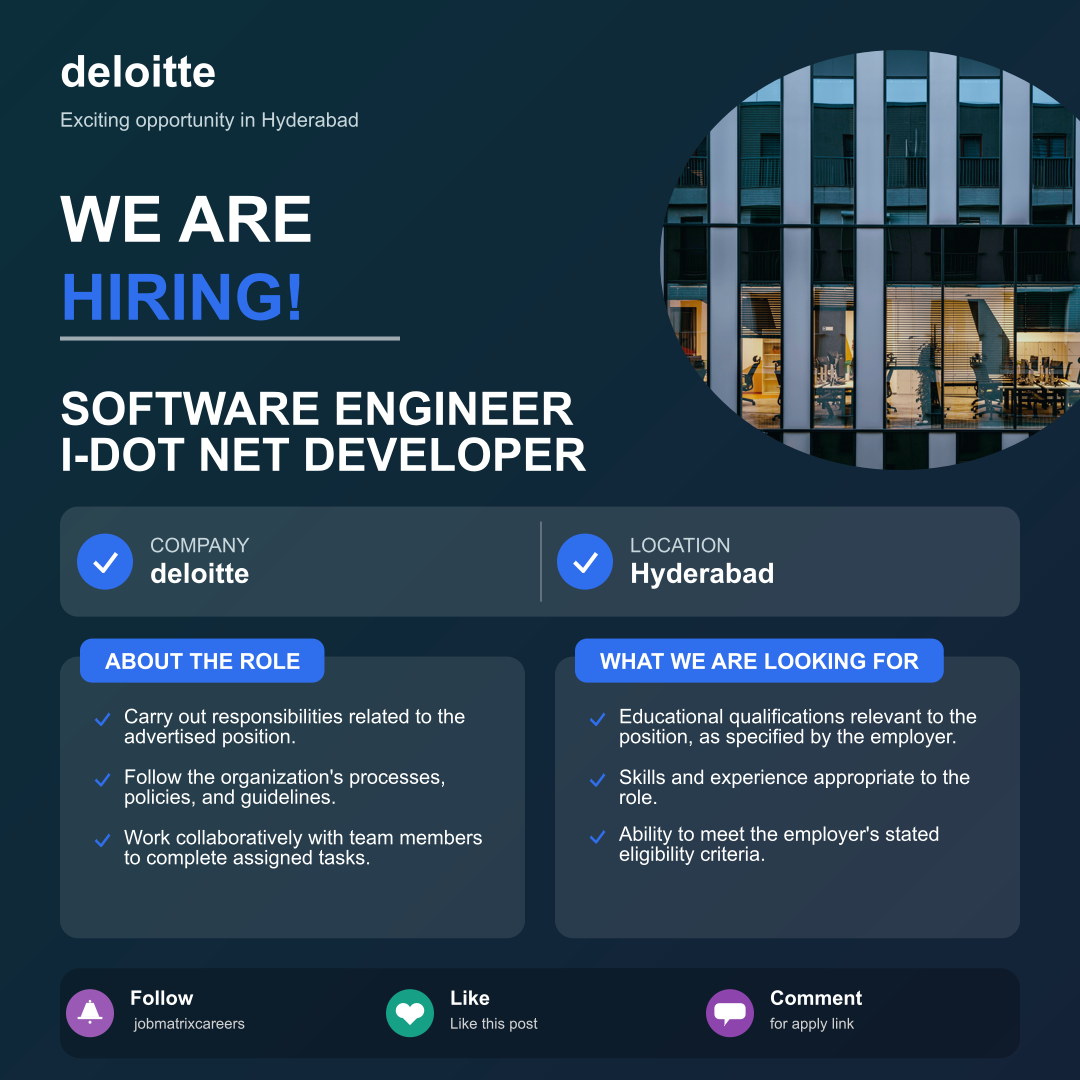 Software Engineer I-Dot Net Developer Opportunity at deloitte – Apply Today