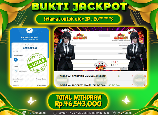 Selamat kepada Member PAMANSLOT Live Games EVO-Xclusive Speed Baccarat C : Cu*****s 