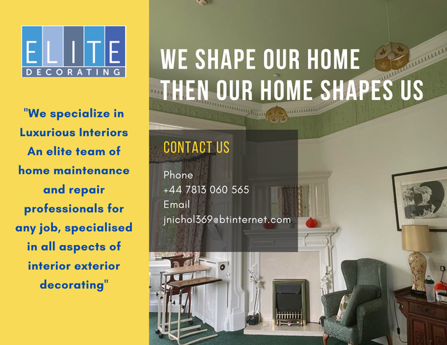 Design is coming to grips with one's real place . Do not just put your rooms together decorate it with an elite team of decorators , Elite Decorators & Painters. For more options visit our site :    https://elitepaintersedinburgh.co.uk/