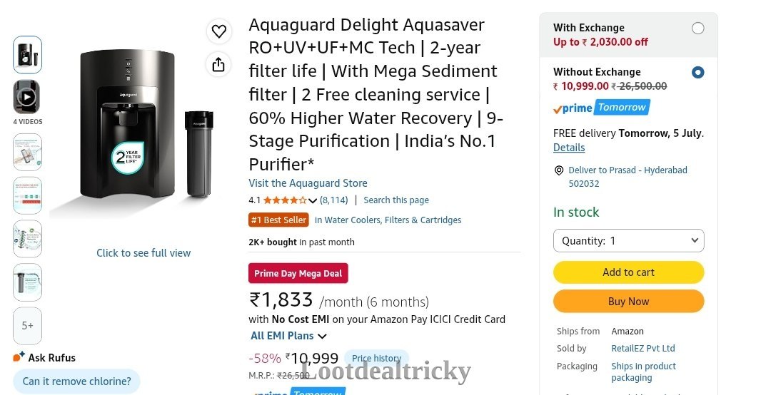 Aquaguard Ro Uv – Great Loot Offer @ ₹1099 Aquaguard Ro Uv – Great Loot Offer @ ₹1099