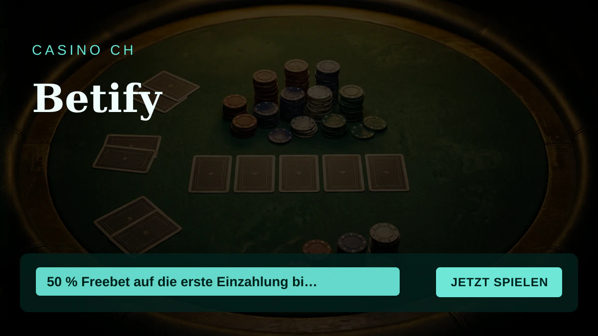 Betify Casino — Willkommensbonus 50 % Freebet auf die erste Einzahlung bis max + 100 FS