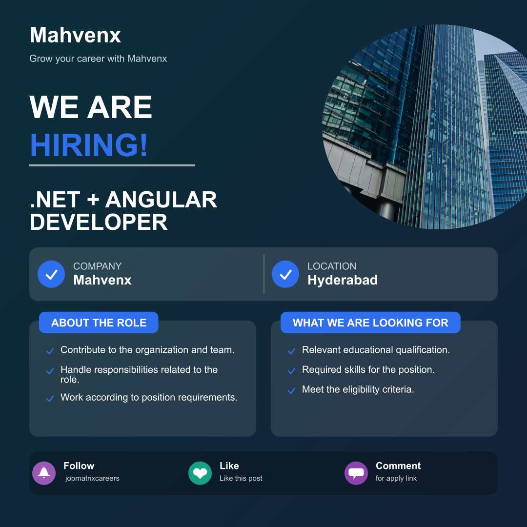 Mahvenx Careers 2026: .NET + Angular Developer Role Open