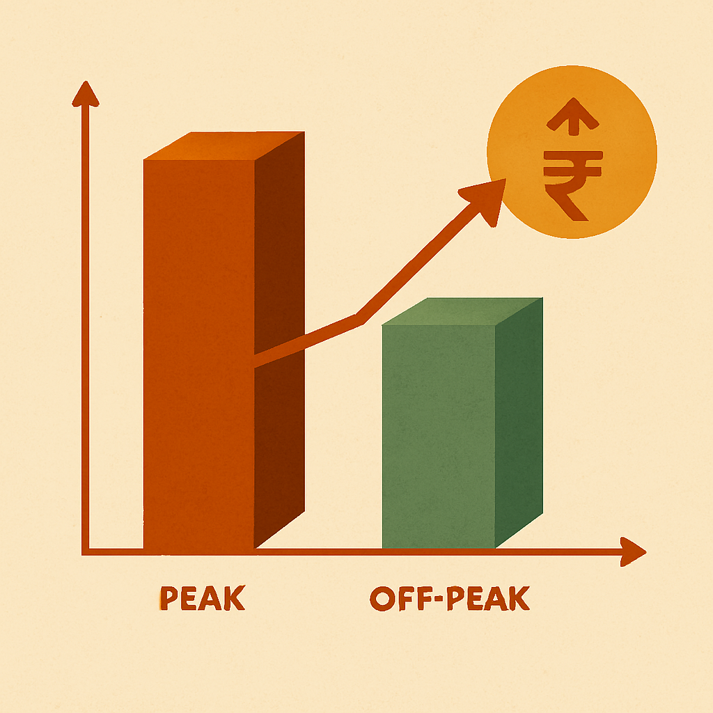 Graph illustrating peak and off-peak order volumes with price changes in an Indian metro city