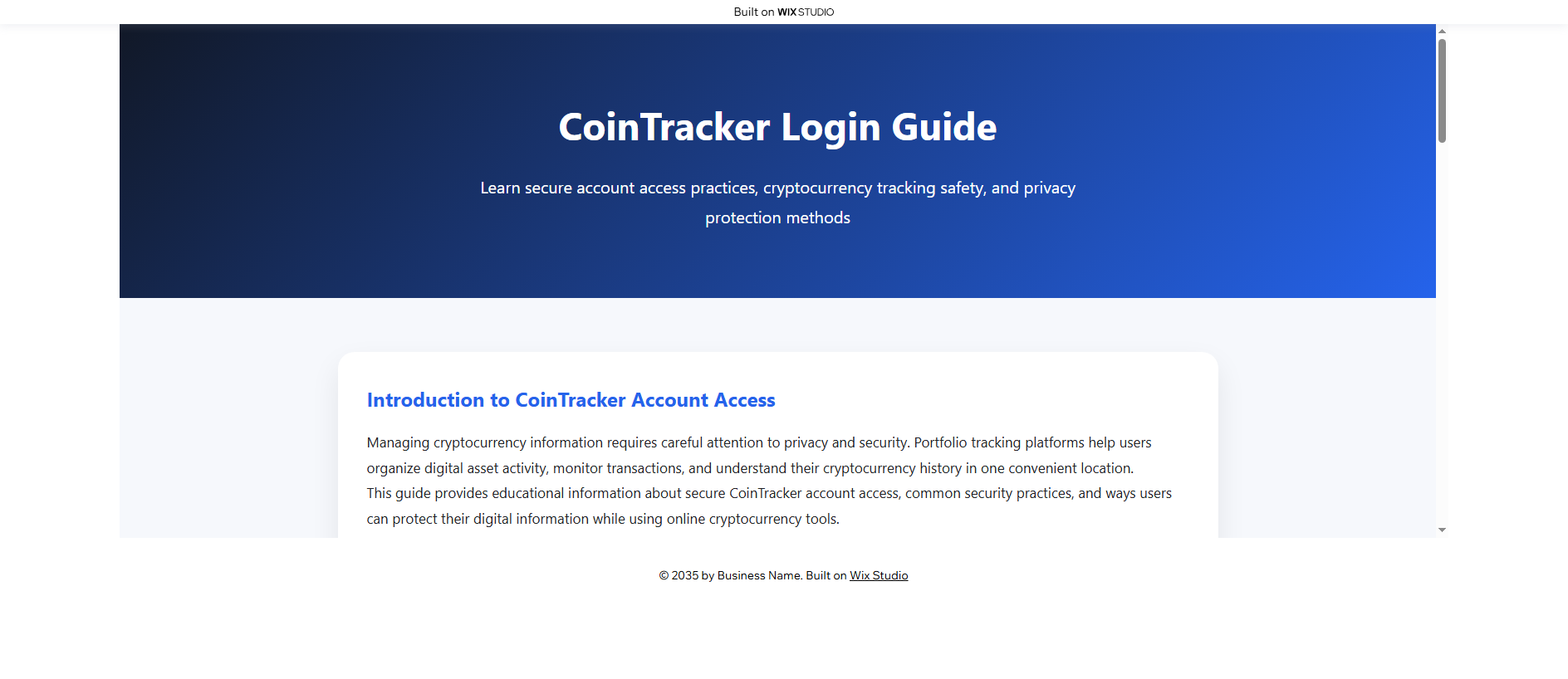 Forensic screenshot of cointrrackre-apps.wixstudio.com showing the phishing page layout