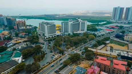Lagos skyline and the Lekki-Ikoyi bridge