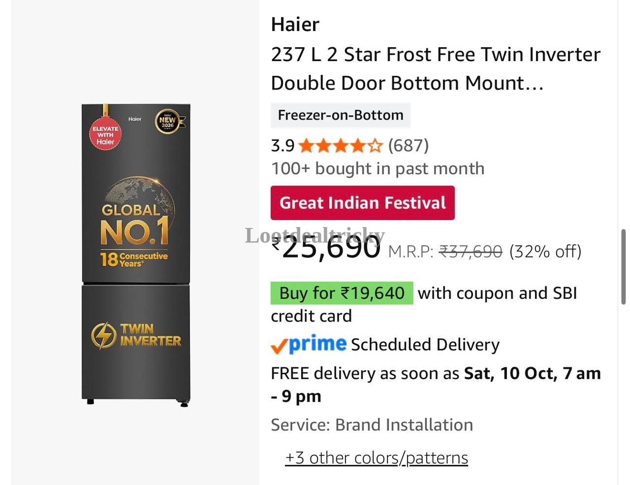 Looot Haier 237l – Just ₹20 | Best Deal