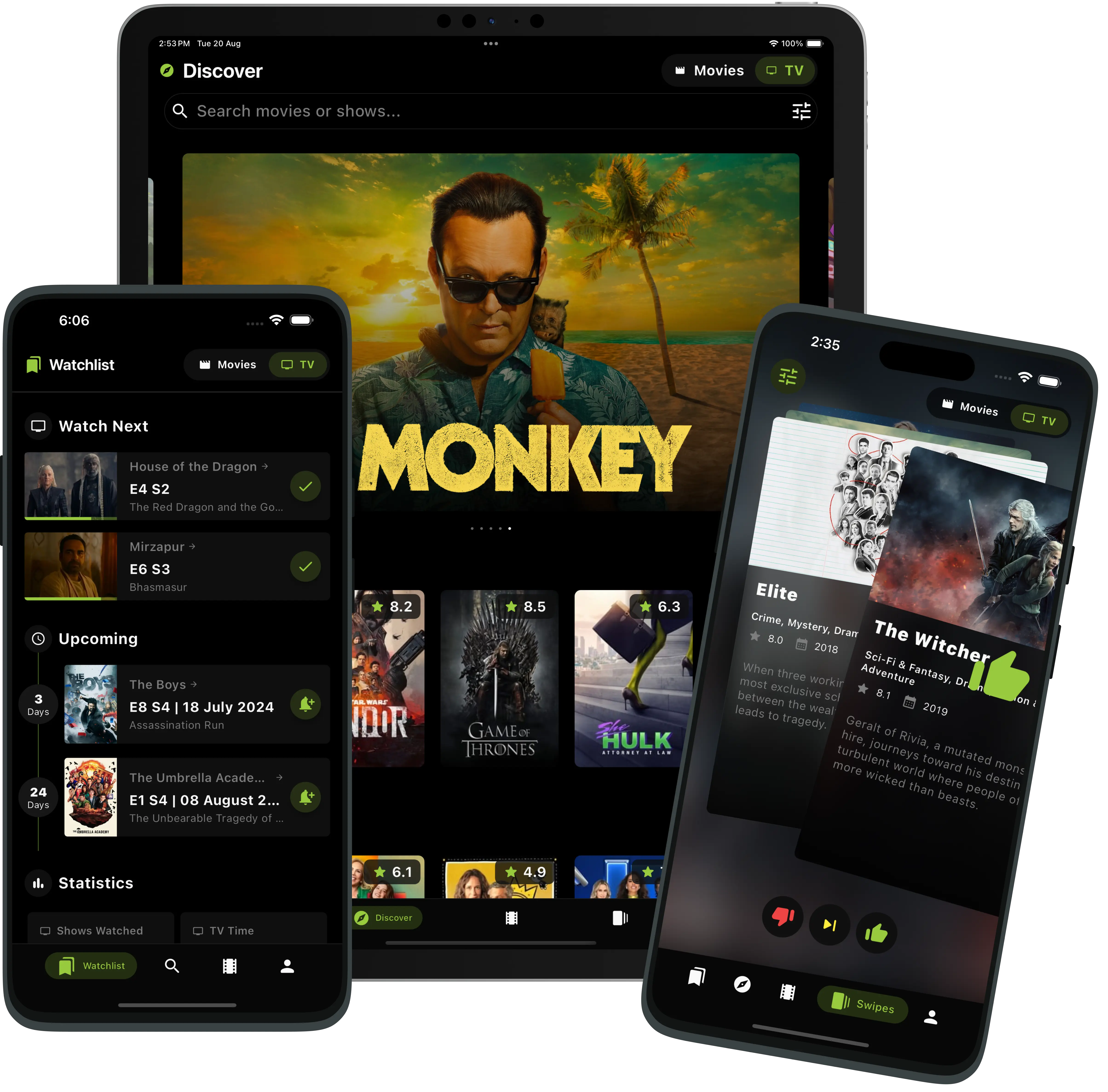 Screen displaying a movie recommendation interface