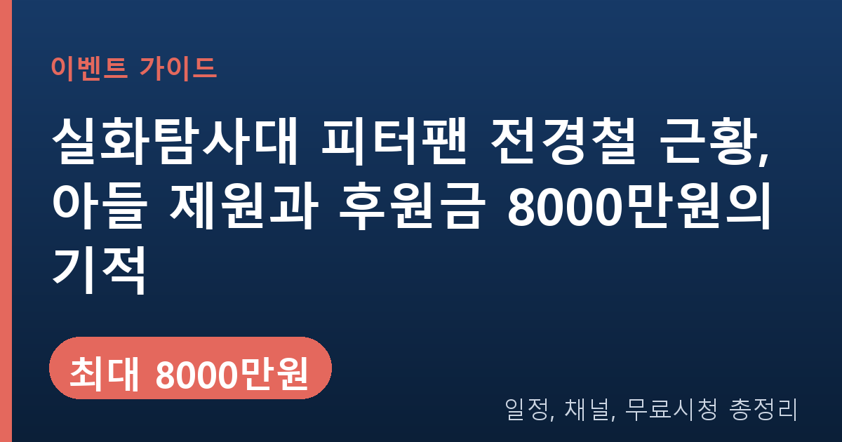 실화탐사대 피터팬 전경철 근황, 아들 제원과 후원금 8000만원의 기적
