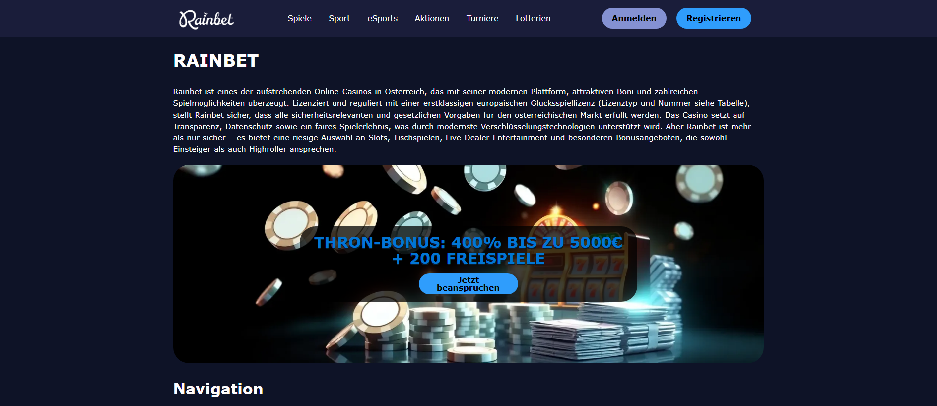 Forensic screenshot of rain-bet.casino showing the phishing page layout