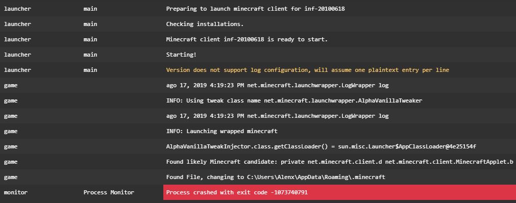 Infdev crashes on launch - Java Edition Support - Support - Minecraft ...