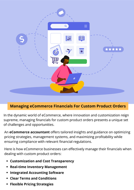 Managing eCommerce financials for custom product orders demands a strategic and adaptable approach. From transparent cost communication to accurate costing models and integrated accounting software, each element plays a crucial role in achieving financial success in the realm of customization.  To know more visit here https://www.esenshi.com/