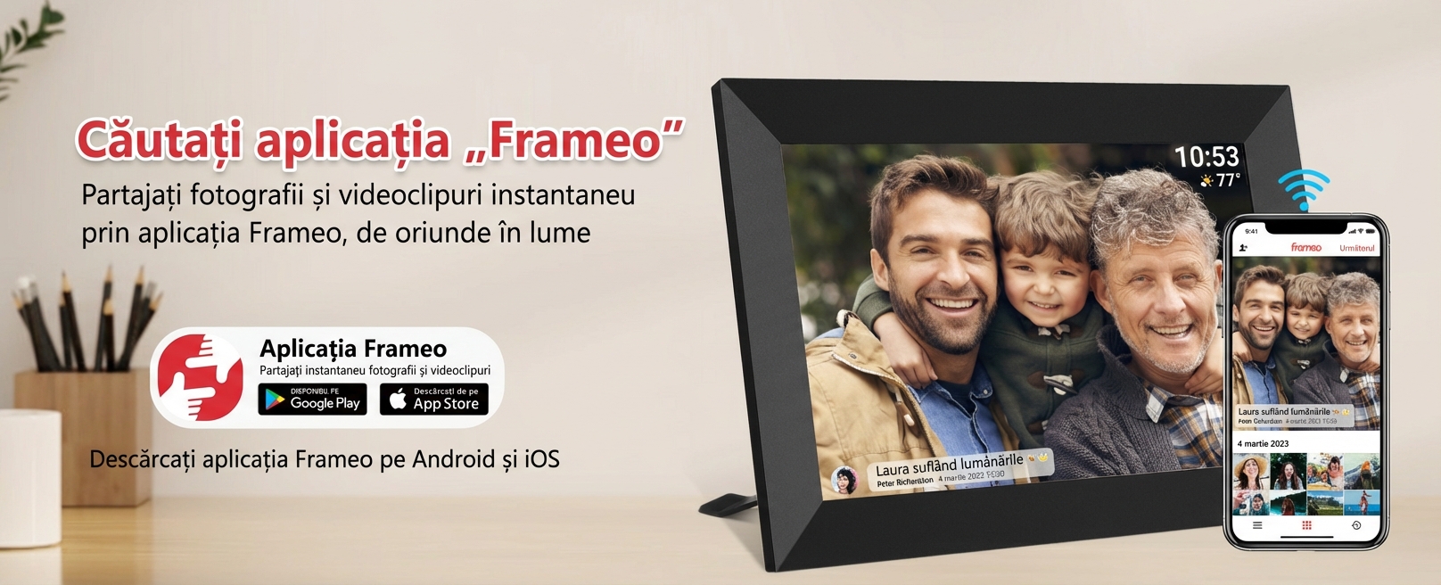 Rama Foto Digitala XPQKDC®, WiFi, Aplicatie Frameo, Display 10.1 inch IPS HD 1280x800, Memorie 32GB, Ecran Tactil, Rotire Automata, Slot MicroSD, Transfer Instant Poze si Video, Negru - XPQKDC - rama foto digitala, frameo, wifi, ecran tactil, 10.1 in
