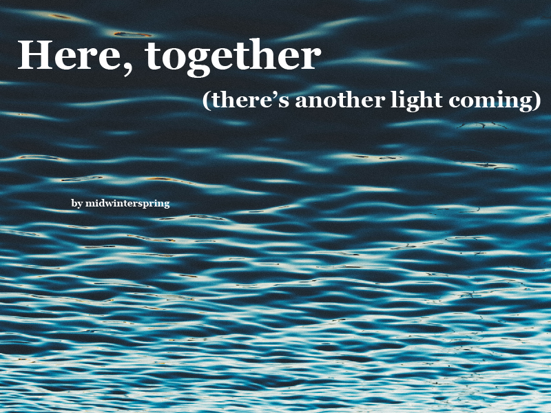 Photo of upside-down ripples on the ocean, fic title and author in white text on top