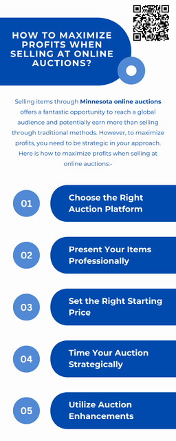 To maximize profits when selling through Minnesota online auctions, start by setting competitive starting bids to attract more buyers. High-quality photos and clear, detailed descriptions can increase buyer confidence and drive bids. Timing also matters—list items during peak auction times for greater visibility. Finally, promote your listings on social media to boost traffic and attract potential buyers. To know more visit here https://www.auctionmasters.com/