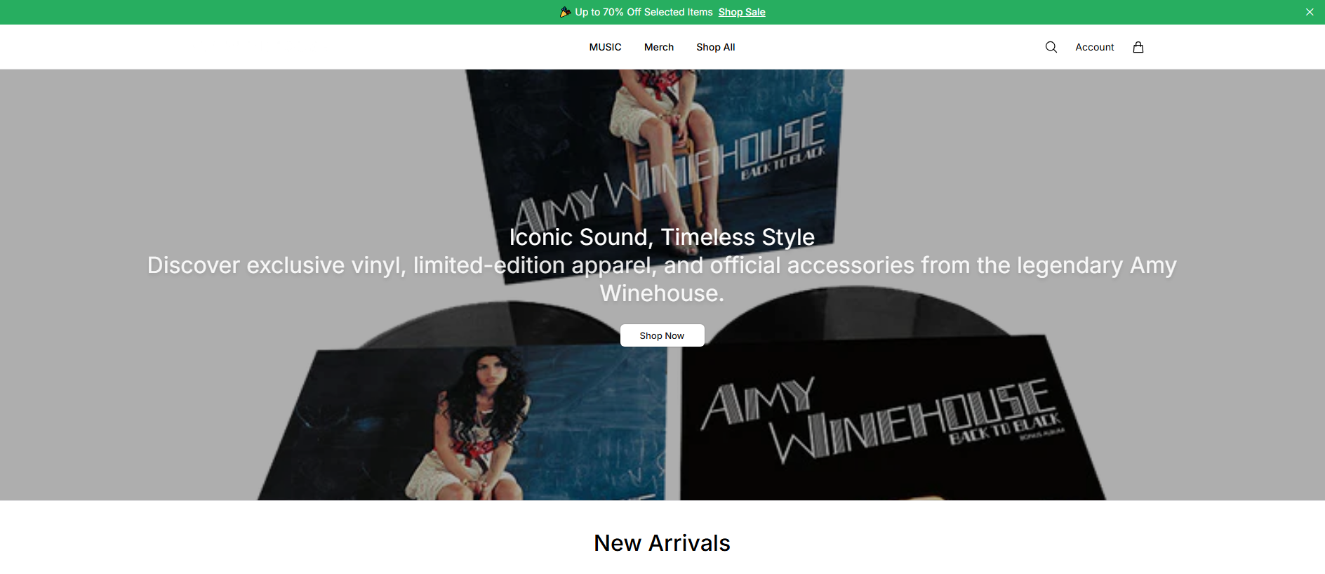 Stored capture of amywinehousestore.shop
